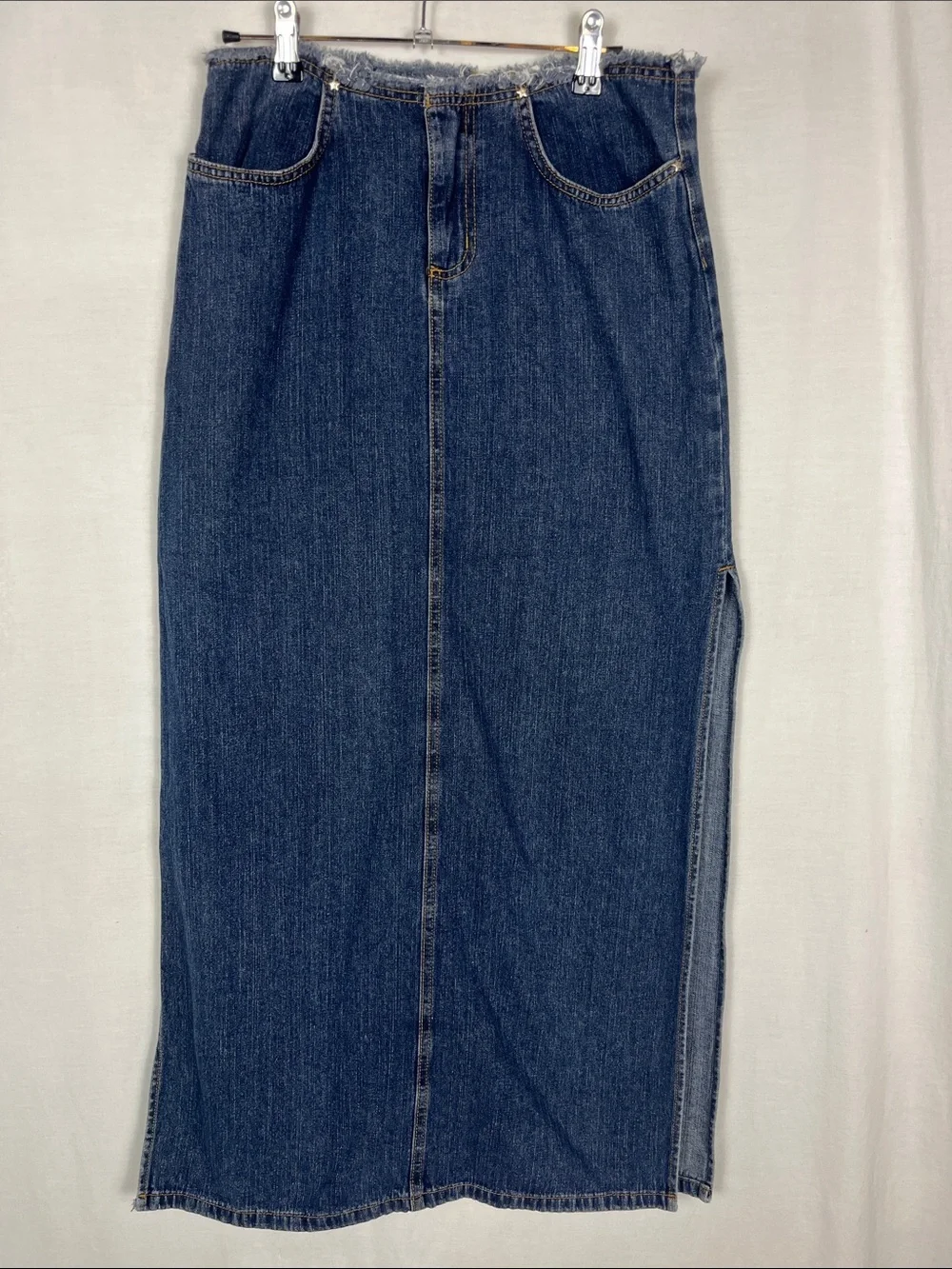 Vintage Y2K Bubblegum USA Denim Jean Maxi Skirt